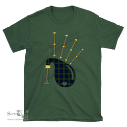 Scottish Gunn Modern Clan Tartan T-Shirt 2D - Bagpipes Style Scottish Plaid Tartan Plaid