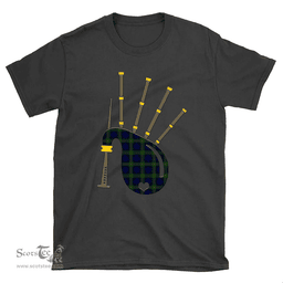 Scottish Gunn Modern Clan Tartan T-Shirt 2D - Bagpipes Style Scottish Plaid Tartan Plaid