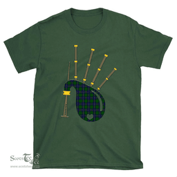 Scottish Carmichael Modern Clan Tartan T-Shirt 2D - Bagpipes Style Scottish Plaid Tartan Plaid