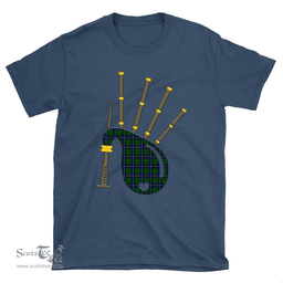 Scottish Carmichael Modern Clan Tartan T-Shirt 2D - Bagpipes Style Scottish Plaid Tartan Plaid