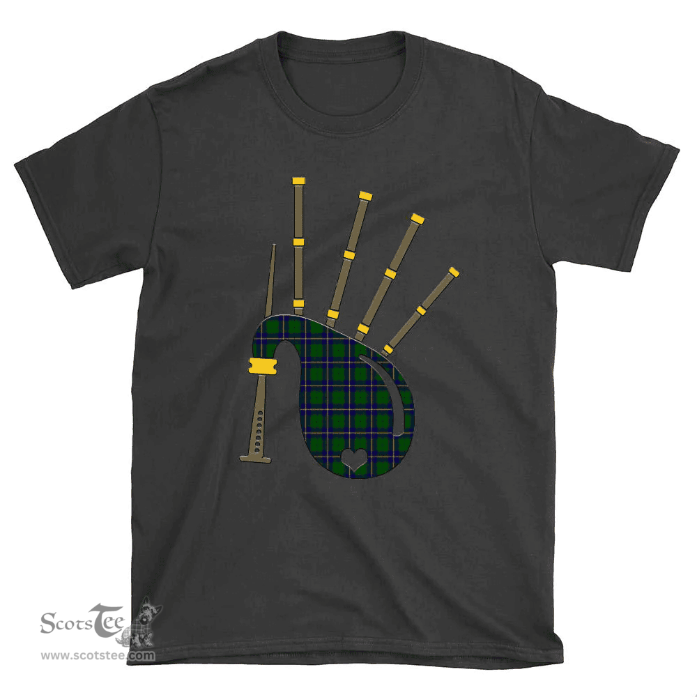 Scottish Carmichael Modern Clan Tartan T-Shirt 2D - Bagpipes Style Scottish Plaid Tartan Plaid