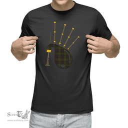 Scottish Cunningham Hunting Modern Clan Tartan T-Shirt 2D - Bagpipes Style Scottish Plaid Tartan Plaid