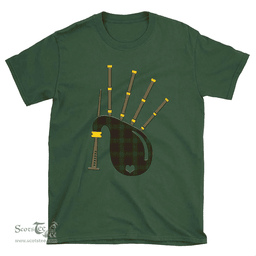 Scottish Cunningham Hunting Modern Clan Tartan T-Shirt 2D - Bagpipes Style Scottish Plaid Tartan Plaid