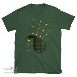 Scottish Farquharson Weathered Clan Tartan T-Shirt 2D - Bagpipes Style Scottish Plaid Tartan Plaid