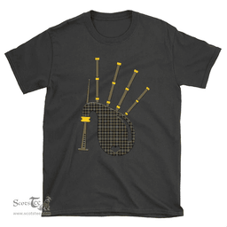Scottish Farquharson Weathered Clan Tartan T-Shirt 2D - Bagpipes Style Scottish Plaid Tartan Plaid