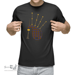 Scottish Balfour Modern Clan Tartan T-Shirt 2D - Bagpipes Style Scottish Plaid Tartan Plaid
