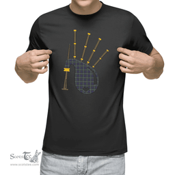 Scottish Campbell Argyll Modern Clan Tartan T-Shirt 2D - Bagpipes Style Scottish Plaid Tartan Plaid