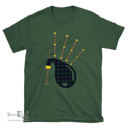 Scottish Campbell of Cawdor Modern Clan Tartan T-Shirt 2D - Bagpipes Style Scottish Plaid Tartan Plaid