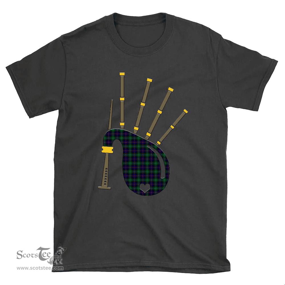 Scottish Campbell of Cawdor Modern Clan Tartan T-Shirt 2D - Bagpipes Style Scottish Plaid Tartan Plaid