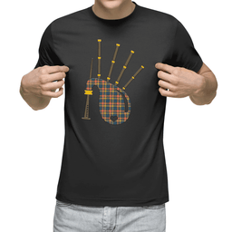 Scottish Buchanan Ancient Clan Tartan T-Shirt 2D - Bagpipes Style Scottish Plaid Tartan Plaid