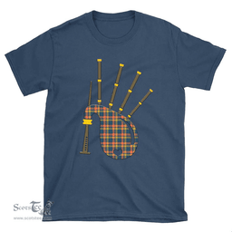 Scottish Buchanan Ancient Clan Tartan T-Shirt 2D - Bagpipes Style Scottish Plaid Tartan Plaid