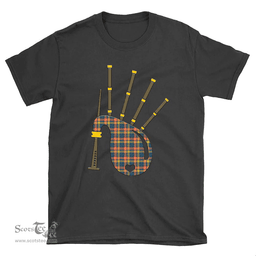 Scottish Buchanan Ancient Clan Tartan T-Shirt 2D - Bagpipes Style Scottish Plaid Tartan Plaid
