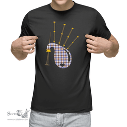 Scottish Boswell Modern Clan Tartan T-Shirt 2D - Bagpipes Style Scottish Plaid Tartan Plaid