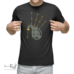 Scottish Balfour Blue Clan Tartan T-Shirt 2D - Bagpipes Style Scottish Plaid Tartan Plaid