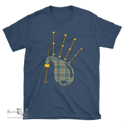 Scottish Balfour Blue Clan Tartan T-Shirt 2D - Bagpipes Style Scottish Plaid Tartan Plaid