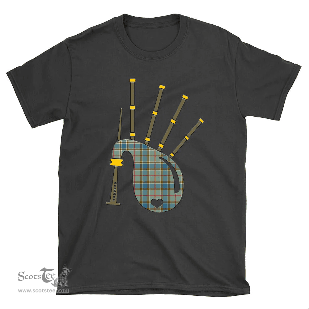 Scottish Balfour Blue Clan Tartan T-Shirt 2D - Bagpipes Style Scottish Plaid Tartan Plaid