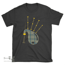 Scottish Balfour Blue Clan Tartan T-Shirt 2D - Bagpipes Style Scottish Plaid Tartan Plaid