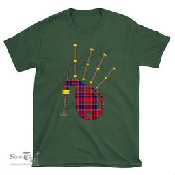 Scottish Cameron of Lochiel Modern Clan Tartan T-Shirt 2D - Bagpipes Style Scottish Plaid Tartan Plaid