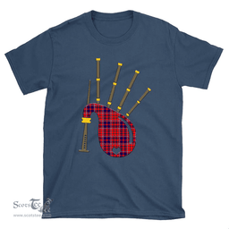 Scottish Cameron of Lochiel Modern Clan Tartan T-Shirt 2D - Bagpipes Style Scottish Plaid Tartan Plaid