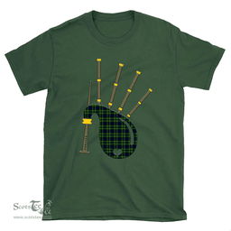 Scottish Campbell of Breadalbane Modern Clan Tartan T-Shirt 2D - Bagpipes Style Scottish Plaid Tartan Plaid