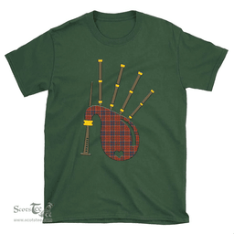 Scottish Cameron of Lochiel Ancient Clan Tartan T-Shirt 2D - Bagpipes Style Scottish Plaid Tartan Plaid