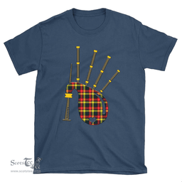 Scottish Buchanan Modern Clan Tartan T-Shirt 2D - Bagpipes Style Scottish Plaid Tartan Plaid