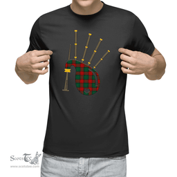 Scottish Stewart Atholl Modern Clan Tartan T-Shirt 2D - Bagpipes Style Scottish Plaid Tartan Plaid