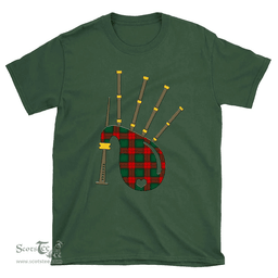 Scottish Stewart Atholl Modern Clan Tartan T-Shirt 2D - Bagpipes Style Scottish Plaid Tartan Plaid