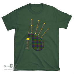Scottish Stewart of Appin Hunting Modern Clan Tartan T-Shirt 2D - Bagpipes Style Scottish Plaid Tartan Plaid