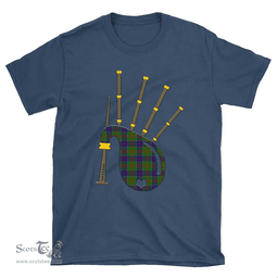 Scottish Stewart of Appin Hunting Modern Clan Tartan T-Shirt 2D - Bagpipes Style Scottish Plaid Tartan Plaid