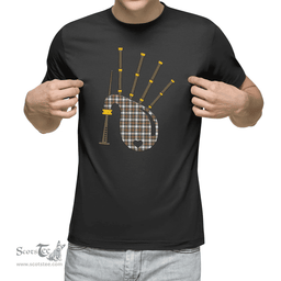 Scottish Stewart Dress Ancient Clan Tartan T-Shirt 2D - Bagpipes Style Scottish Plaid Tartan Plaid