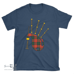 Scottish Stewart of Appin Ancient Clan Tartan T-Shirt 2D - Bagpipes Style Scottish Plaid Tartan Plaid