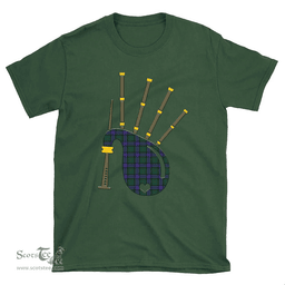 Scottish Sinclair Hunting Modern Clan Tartan T-Shirt 2D - Bagpipes Style Scottish Plaid Tartan Plaid