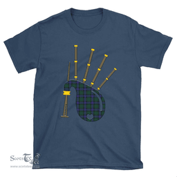 Scottish Sinclair Hunting Modern Clan Tartan T-Shirt 2D - Bagpipes Style Scottish Plaid Tartan Plaid