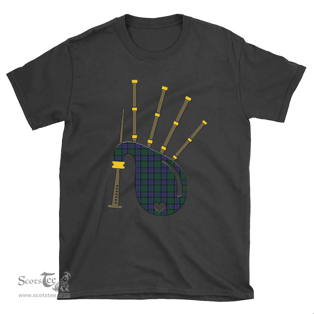 Scottish Sinclair Hunting Modern Clan Tartan T-Shirt 2D - Bagpipes Style Scottish Plaid Tartan Plaid