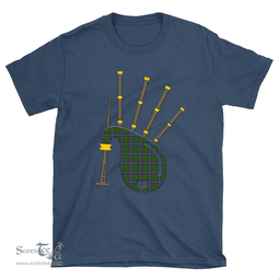 Scottish Strange of Balkaskie Clan Tartan T-Shirt 2D - Bagpipes Style Scottish Plaid Tartan Plaid