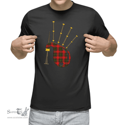 Scottish Somerville Modern Clan Tartan T-Shirt 2D - Bagpipes Style Scottish Plaid Tartan Plaid