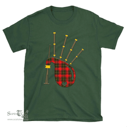 Scottish Somerville Modern Clan Tartan T-Shirt 2D - Bagpipes Style Scottish Plaid Tartan Plaid