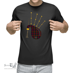 Scottish Tennant Clan Tartan T-Shirt 2D - Bagpipes Style Scottish Plaid Tartan Plaid