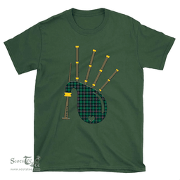 Scottish Urquhart Broad Red Ancient Clan Tartan T-Shirt 2D - Bagpipes Style Scottish Plaid Tartan Plaid