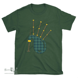 Scottish MacNeill of Colonsay Ancient Clan Tartan T-Shirt 2D - Bagpipes Style Scottish Plaid Tartan Plaid