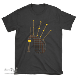 Scottish Murray of Atholl Weathered Clan Tartan T-Shirt 2D - Bagpipes Style Scottish Plaid Tartan Plaid