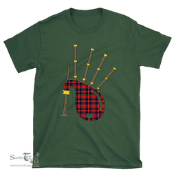 Scottish MacPherson Modern Clan Tartan T-Shirt 2D - Bagpipes Style Scottish Plaid Tartan Plaid