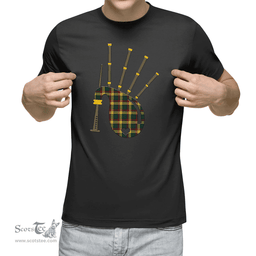 Scottish MacMillan Old Modern Clan Tartan T-Shirt 2D - Bagpipes Style Scottish Plaid Tartan Plaid