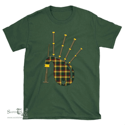 Scottish MacMillan Old Modern Clan Tartan T-Shirt 2D - Bagpipes Style Scottish Plaid Tartan Plaid