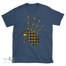 Scottish MacMillan Old Modern Clan Tartan T-Shirt 2D - Bagpipes Style Scottish Plaid Tartan Plaid