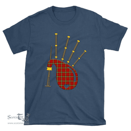 Scottish Morrison Red Modern Clan Tartan T-Shirt 2D - Bagpipes Style Scottish Plaid Tartan Plaid