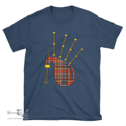 Scottish Ogilvie of Airlie Ancient Clan Tartan T-Shirt 2D - Bagpipes Style Scottish Plaid Tartan Plaid