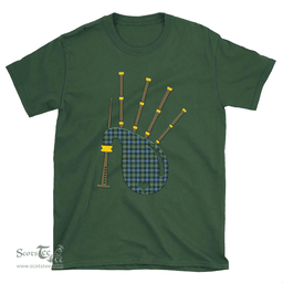 Scottish MacNeill of Barra Ancient Clan Tartan T-Shirt 2D - Bagpipes Style Scottish Plaid Tartan Plaid
