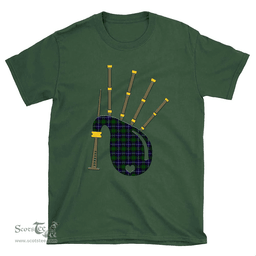 Scottish Russell Modern Clan Tartan T-Shirt 2D - Bagpipes Style Scottish Plaid Tartan Plaid